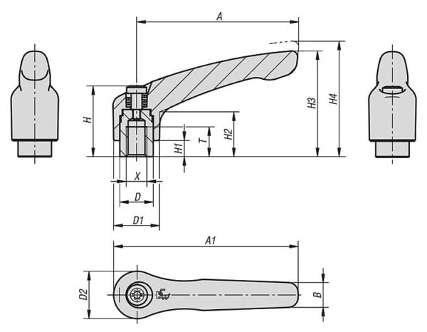 Clamping Levers Internal Thread K0122