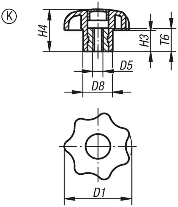 Star Grip Knob Internal Thread Metric Stainless Steel K0154