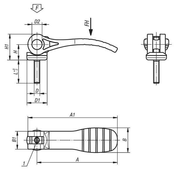 KIPP Cam Levers Adjustable Steel Thread K0648