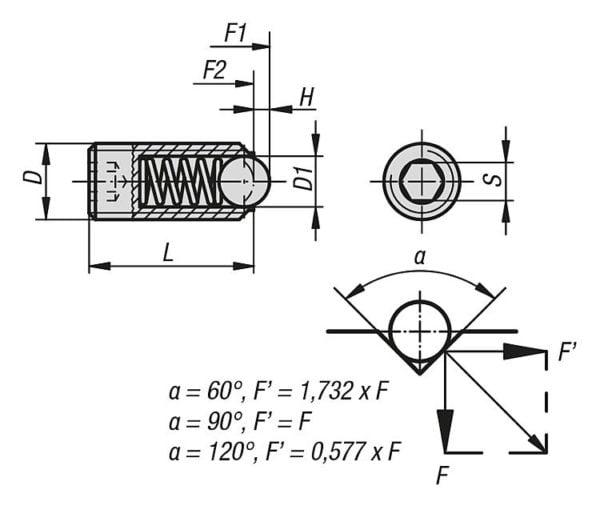 KIPP Spring Plungers Hex Socket K0315