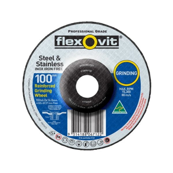 Flexovit Grinding Wheel Depressed Centre Stainless & Hard Metals