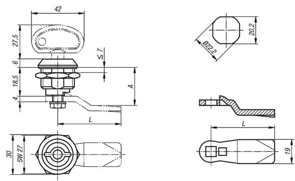 Quarter-turn security locks K0524