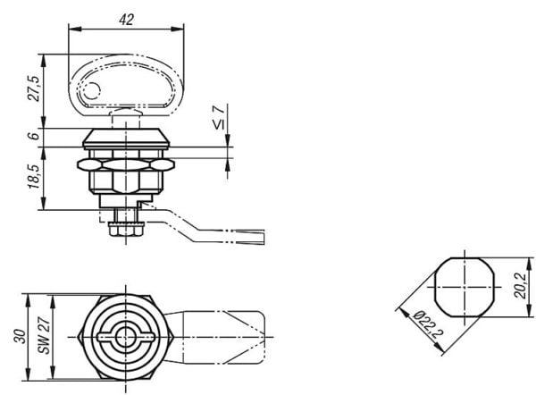 Quarter-turn security locks K0524