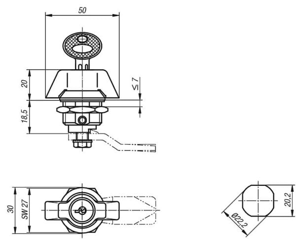 Quarter-turn locks with wing grip K0525