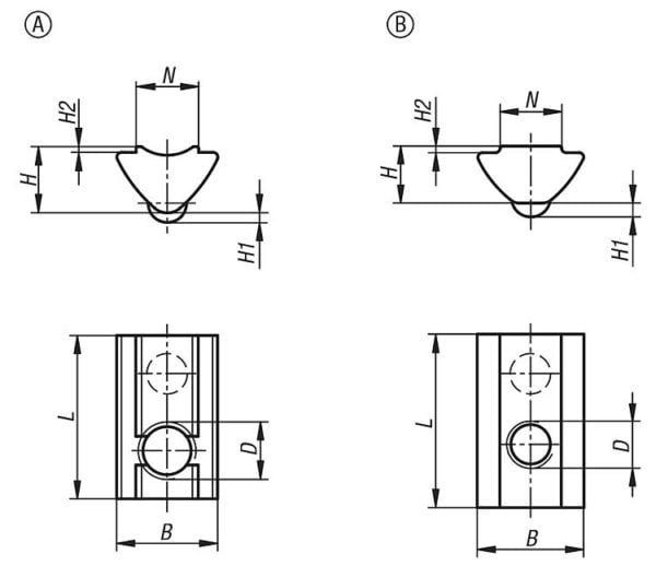 KIPP Slot Nuts Twist-In K1024