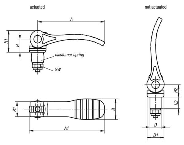 Cam Lever with elastomer lock KIPP K0118