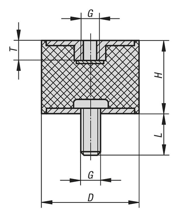 Rubber Buffer Type B  K1321 Metal Parts 1.4401 Stainless Steel