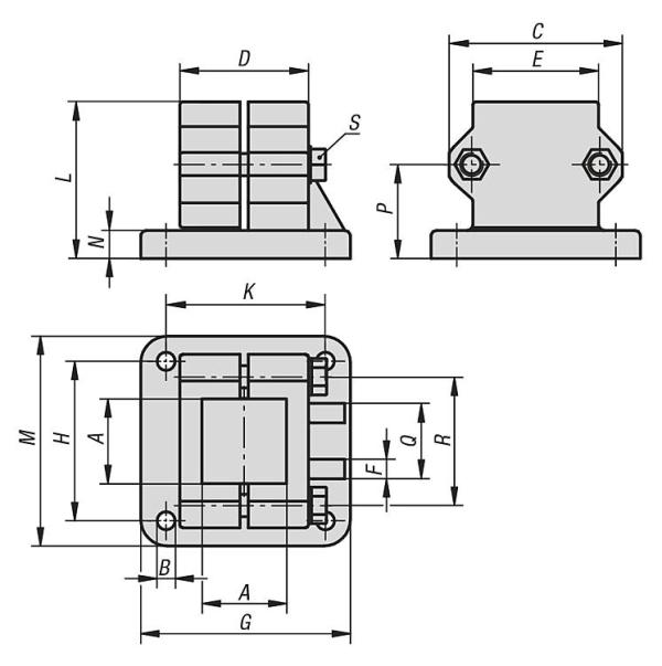 Tube Clamps Base K0478 - Aluminium